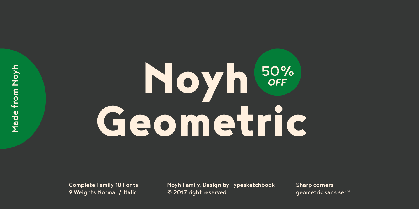 Ejemplo de fuente Noyh Geometric Slim Semi Light Italic